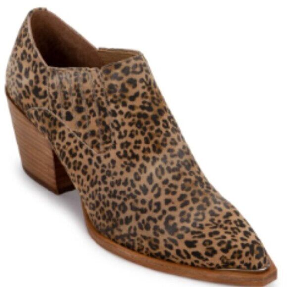 DV Women's Leather Bootie Chunky Block Heel Pointed Toe Leopard Brown Size7 $99 - Picture 2 of 2